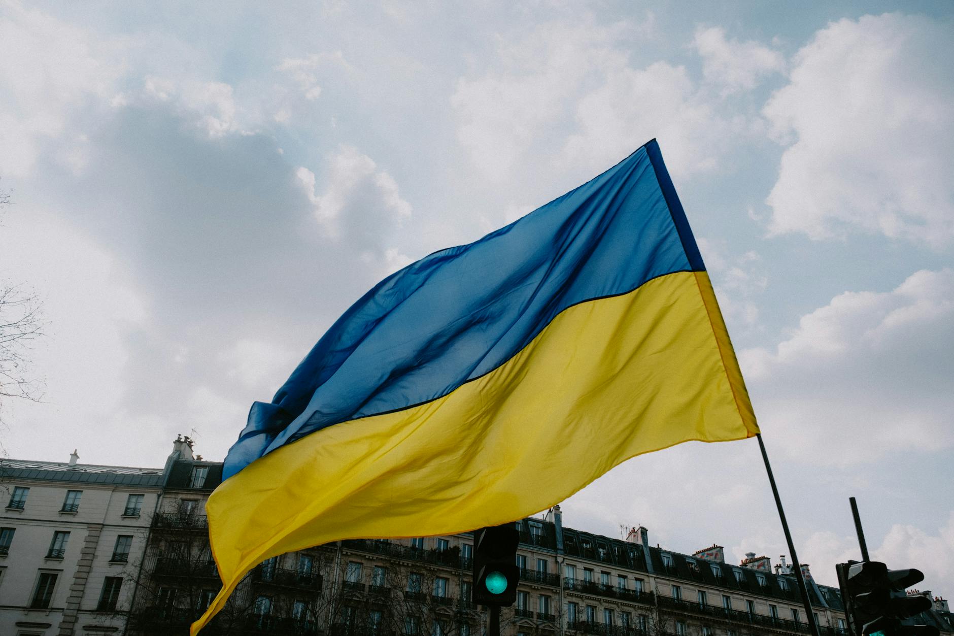 close up shot of the flag of ukraine