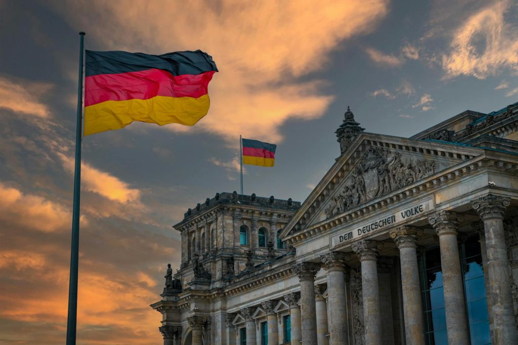 reichstag in berlin at sunset